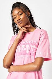 Skinnydip Oversized Pink Stay In Your Lane T-Shirt - Image 4 of 5