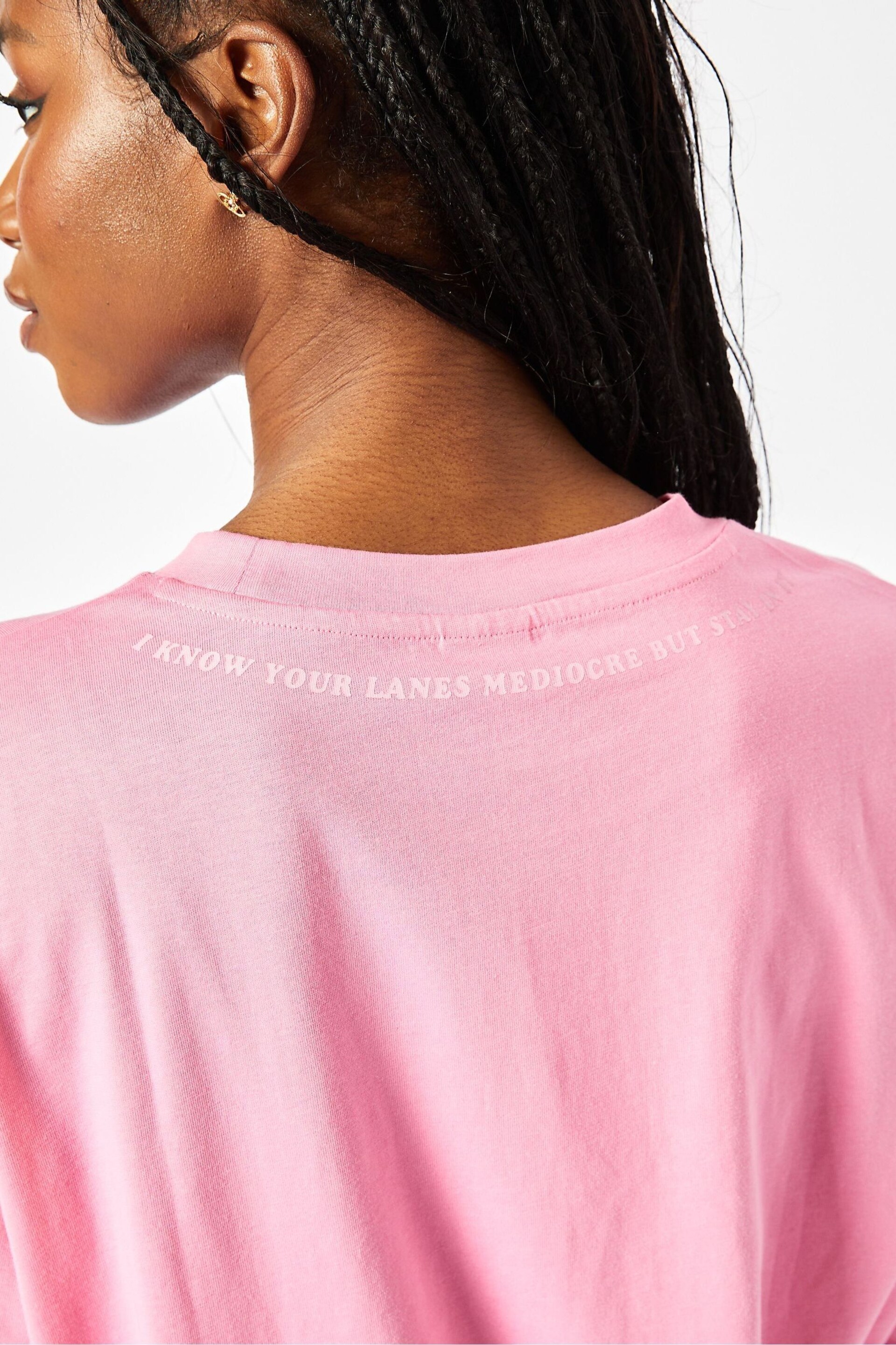 Skinnydip Oversized Pink Stay In Your Lane T-Shirt - Image 5 of 5