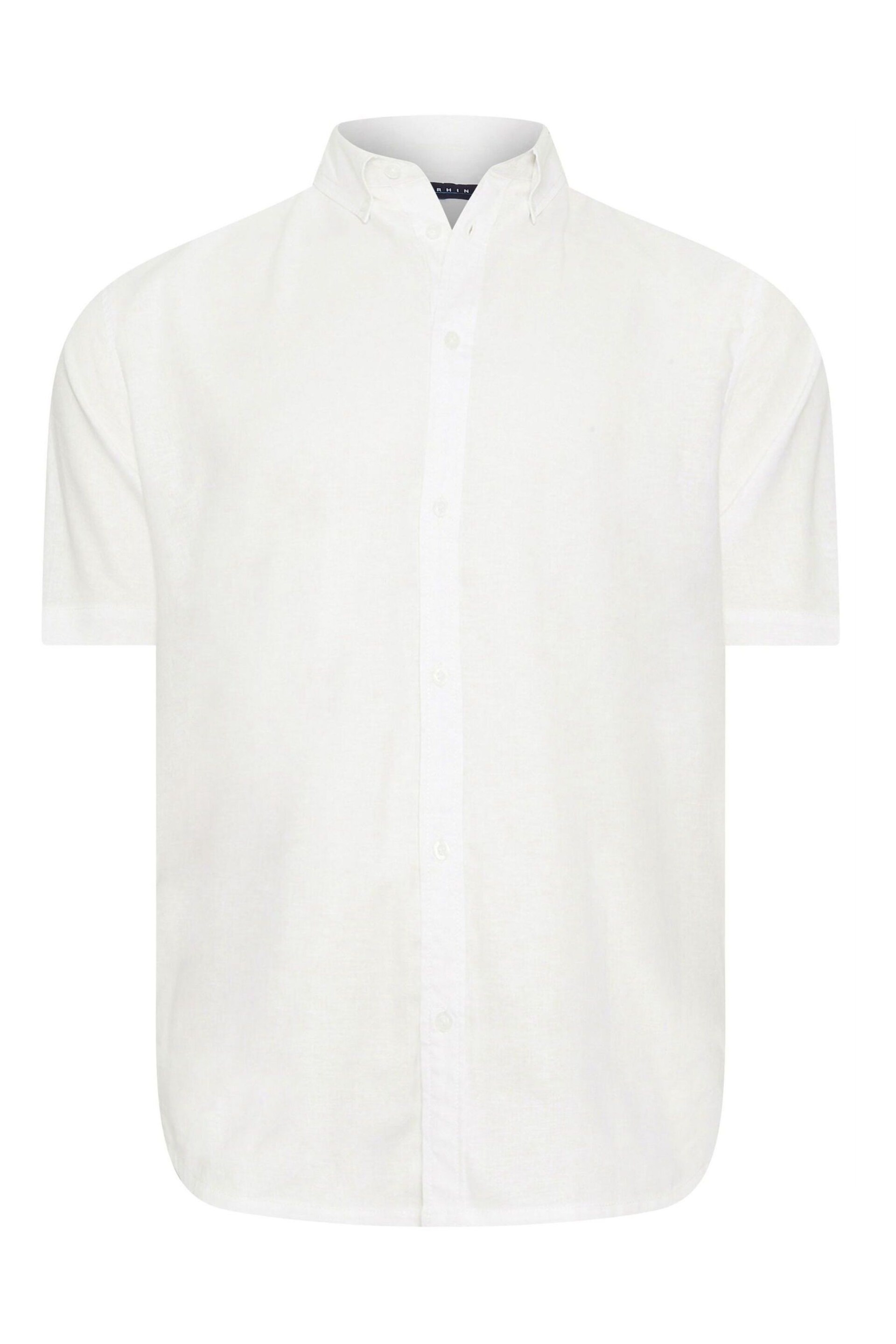 BadRhino Big & Tall White Premium Short Sleeve Linen Shirt - Image 3 of 4