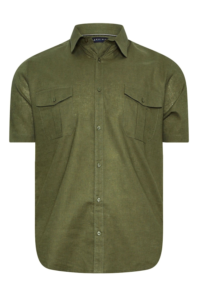 BadRhino Big & Tall Green Premium Short Sleeve Military Linen Shirt - Image 1 of 2
