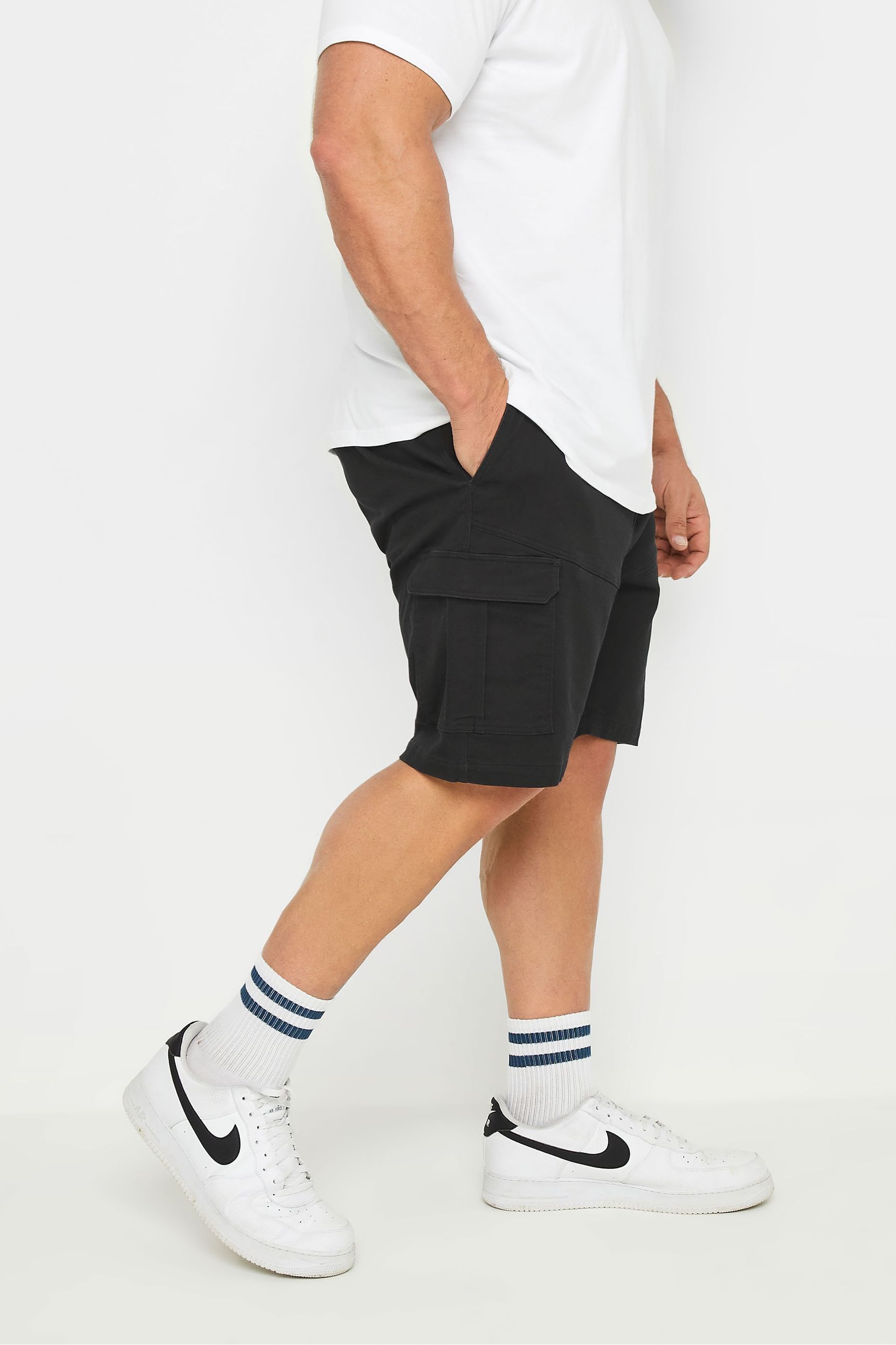 Buy BadRhino Big Tall Black Elastic Waist Stretch Cargo Shorts from Next Oman