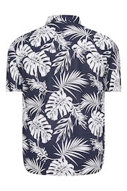 BadRhino Big & Tall Blue BadRhino Neutral Brown Premium Tropical Print Short Sleeve Linen Shirt - Image 4 of 4