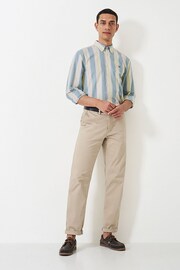 Crew Clothing Company Blue/Cream Long Sleeve Striped Oxford Shirt - Image 2 of 5