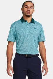 Under Armour Turquoise Blue Golf T2G Printed Polo Shirt - Image 1 of 2