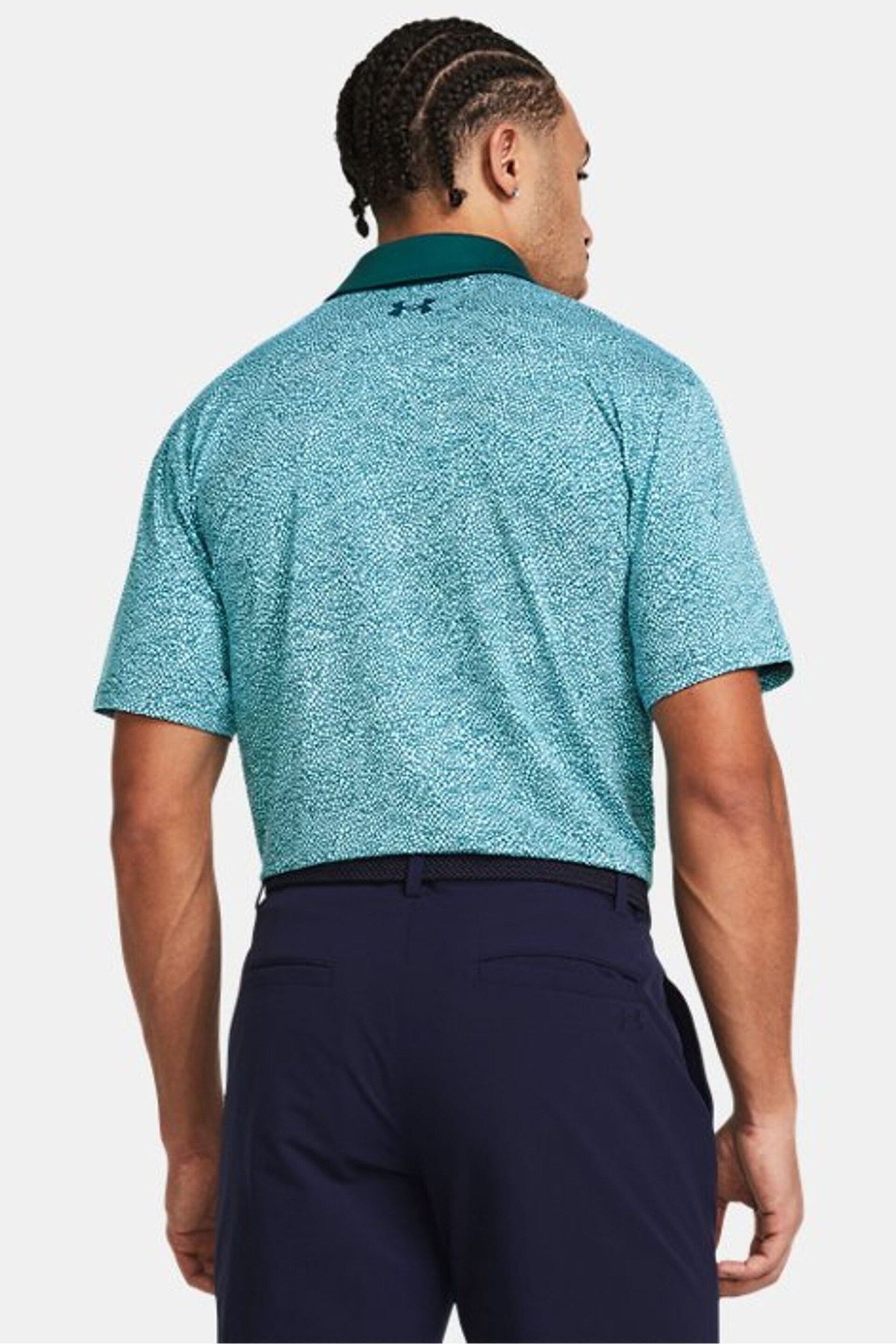 Under Armour Turquoise Blue Golf T2G Printed Polo Shirt - Image 2 of 2