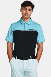 Under Armour Blue/Black Golf Colourblock Polo Shirt - Image 1 of 2