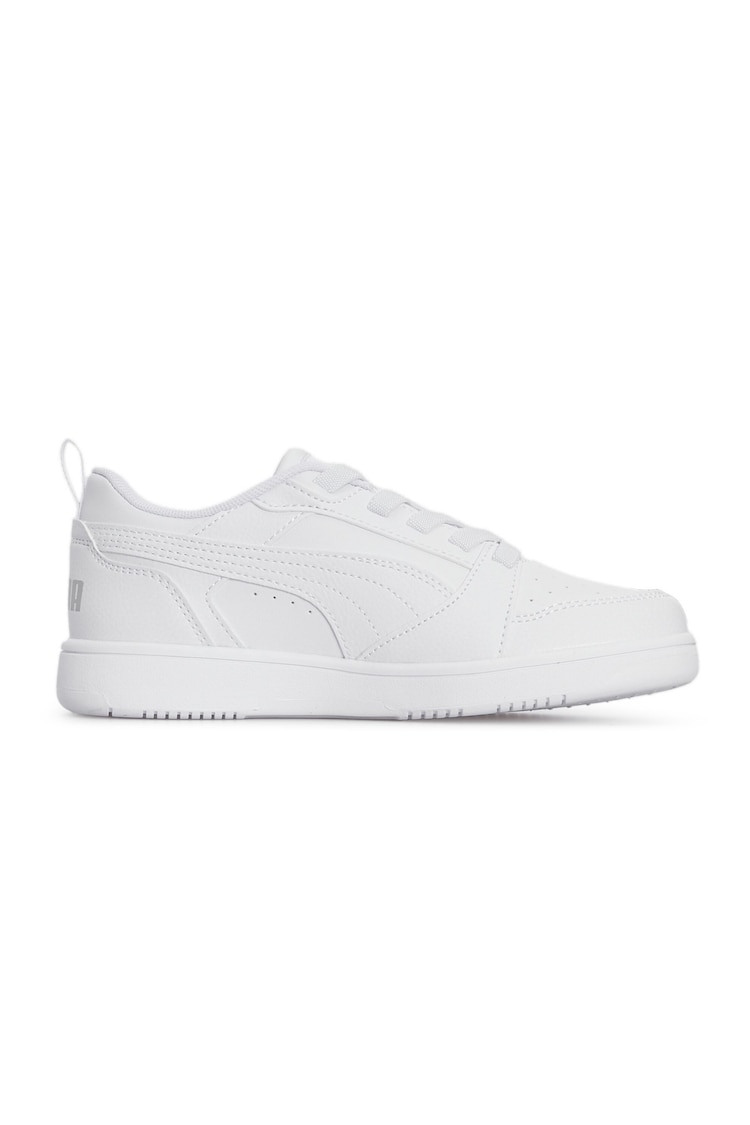 Puma Off White Youth Girls Rebound V6 Lo Sneakers Trainers - Image 1 of 6