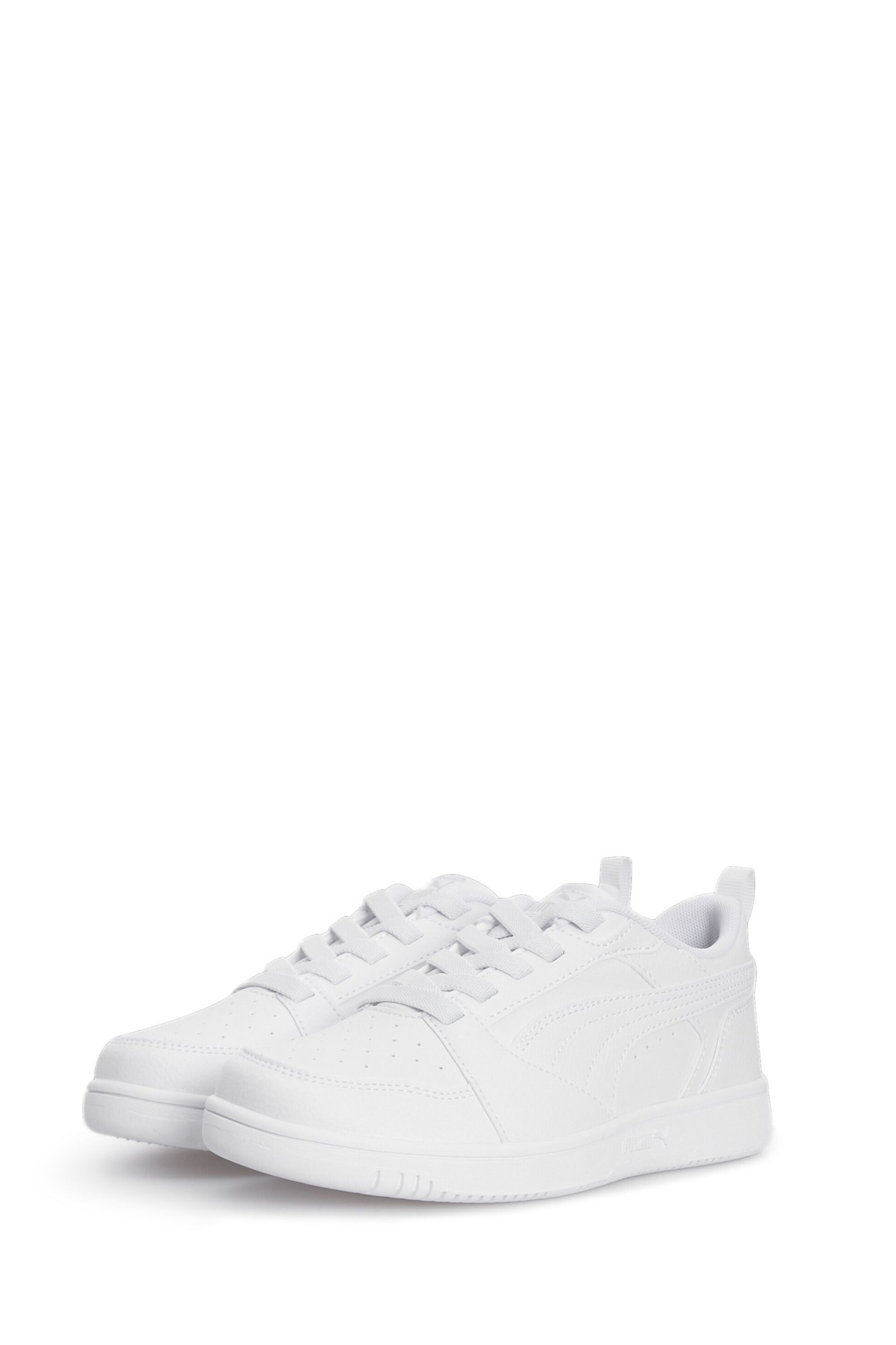 Puma White Unisex Kids Rebound V6 LO Sneakers Trainers - Image 3 of 6