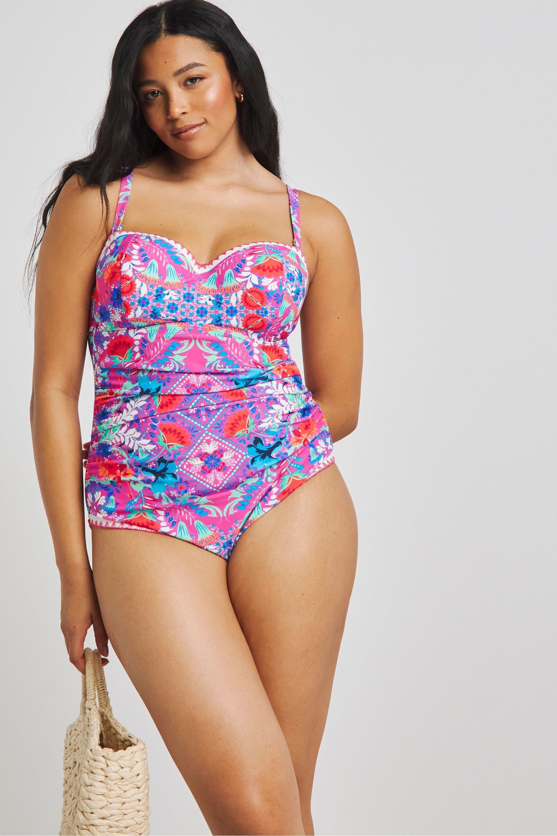 Buy Figleaves Regular Length Purple Frida Underwired Bandeau Swimsuit from Next Ireland