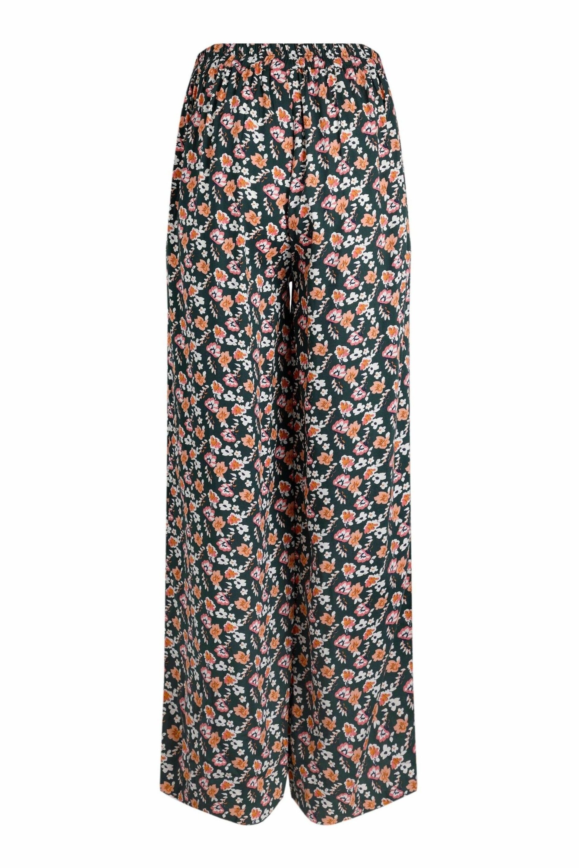 Weird Fish Green Mounira Eco Viscose Printed Wide Leg Trousers - Image 8 of 8