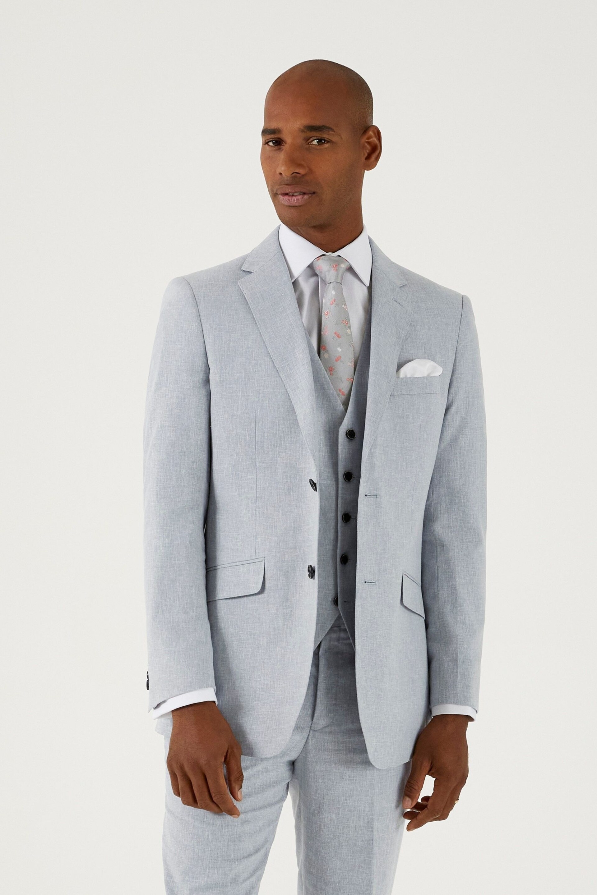 Skopes Tailored Fit Silver Tuscany Linen Blend Suit: Jacket - Image 1 of 4