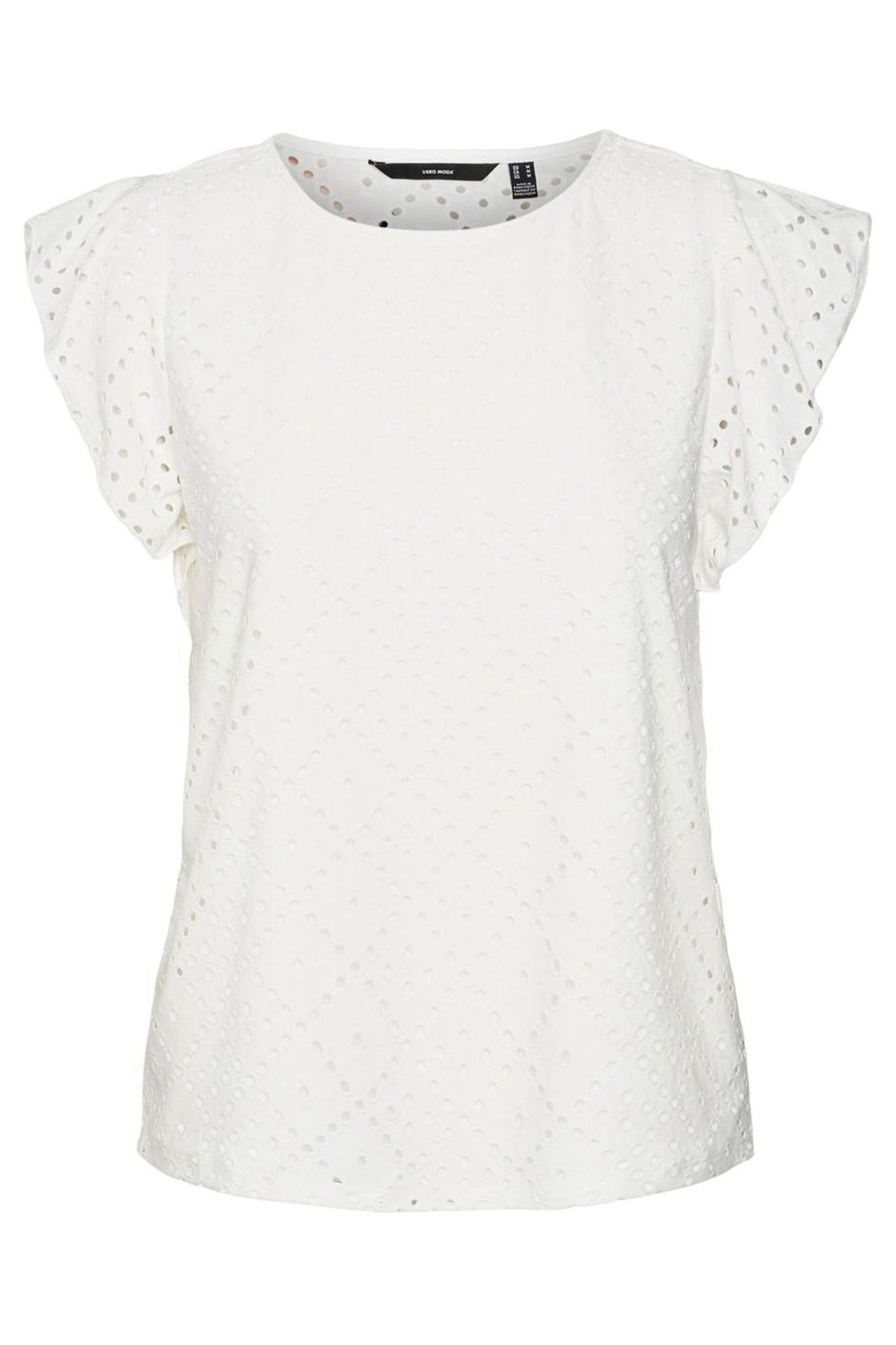VERO MODA White Frilled Sleeve Broderie Top - Image 5 of 5