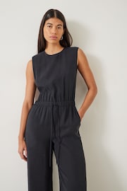 Hush Black Kirza Textured 100% Cotton Jumpsuit - Image 5 of 6