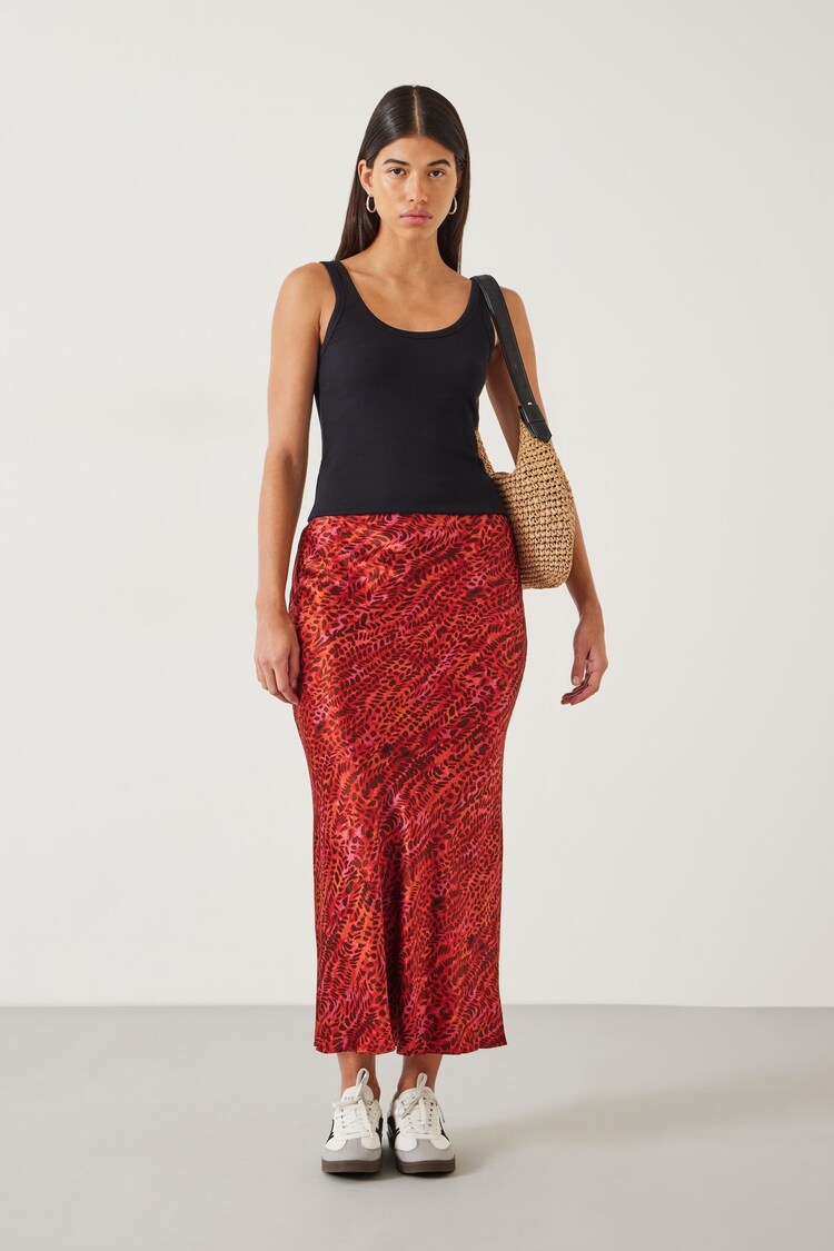 Hush Red Simone Slinky 100% Cotton Skirt - Image 1 of 5