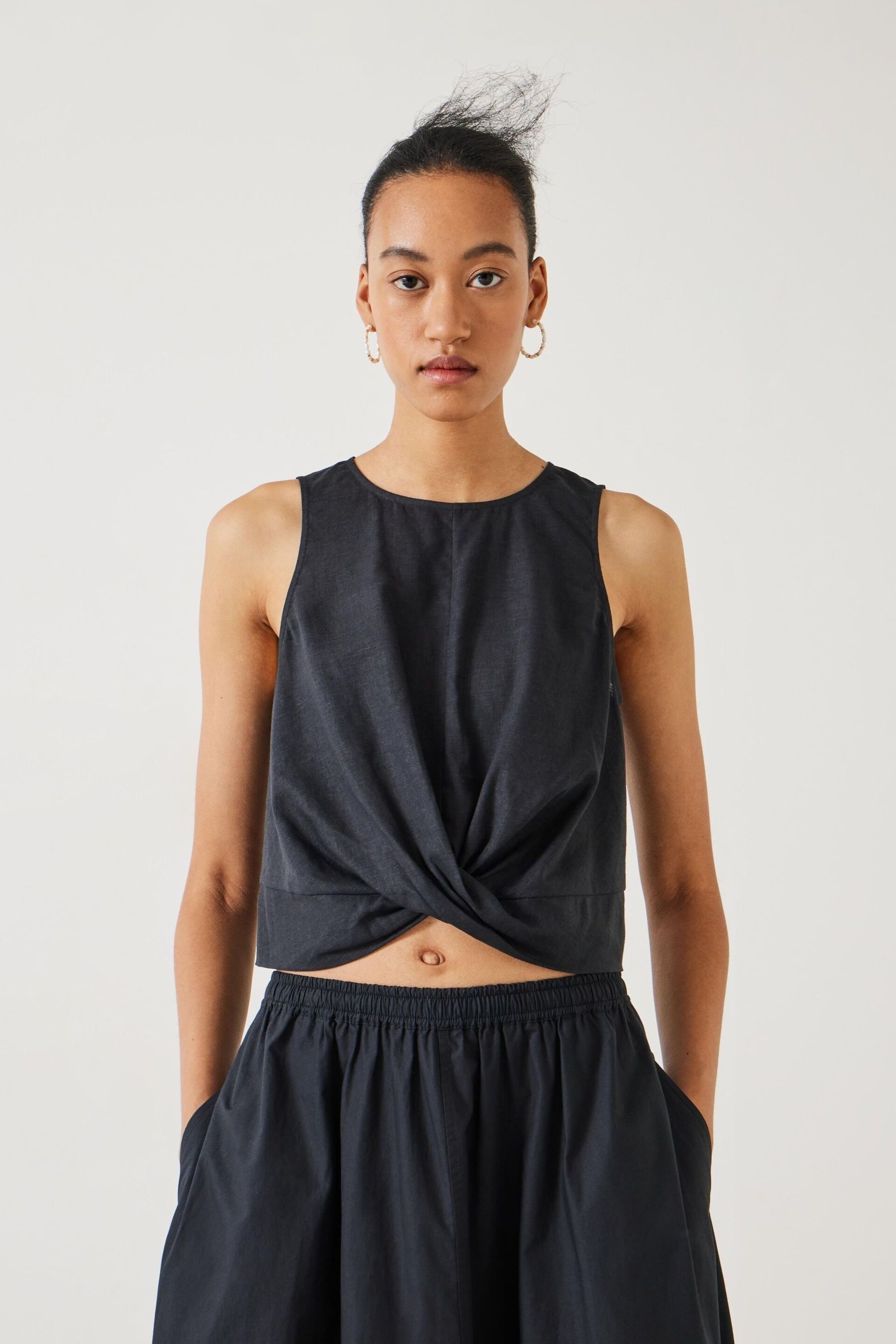 Hush Black Maggie Twist Front Tank Top - Image 1 of 5