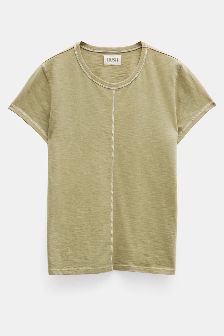 Hush Green 100% Cotton Danika Stitch Detail T-Shirt - Image 5 of 5