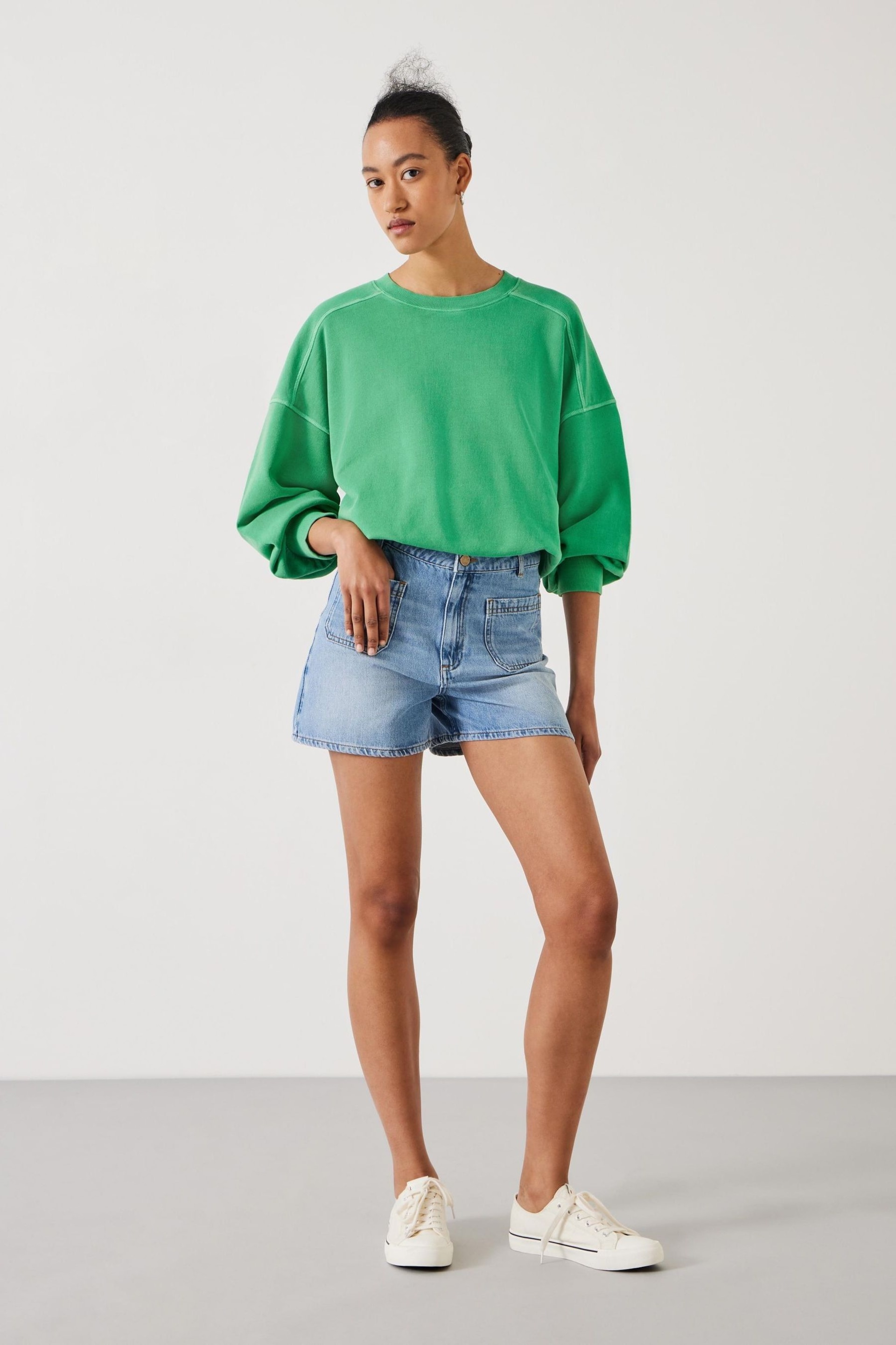 Hush Green Blanca Bubble Hem Sweatshirt - Image 2 of 5