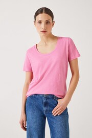 Hush Pink Hari Scoop Neck Cotton Slub T-Shirt - Image 1 of 5