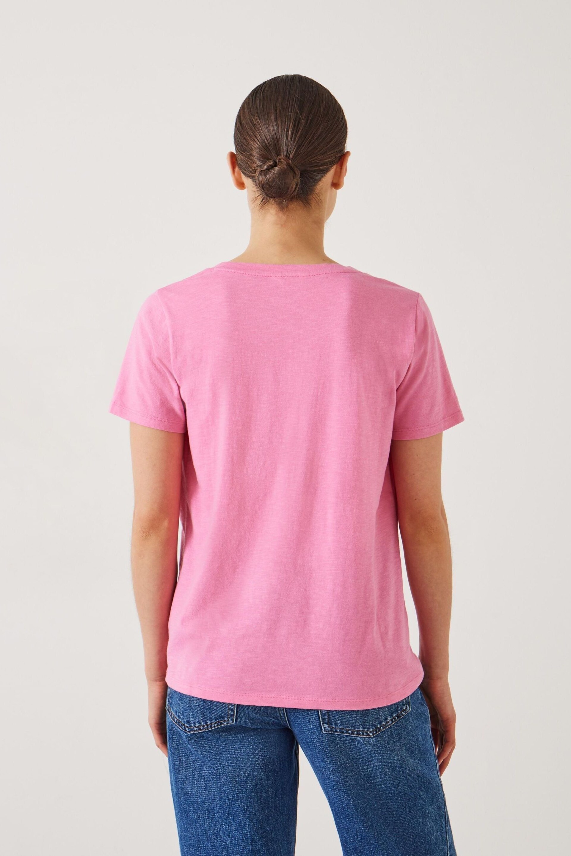 Hush Pink Hari Scoop Neck Cotton Slub T-Shirt - Image 3 of 5