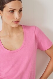 Hush Pink Hari Scoop Neck Cotton Slub T-Shirt - Image 4 of 5