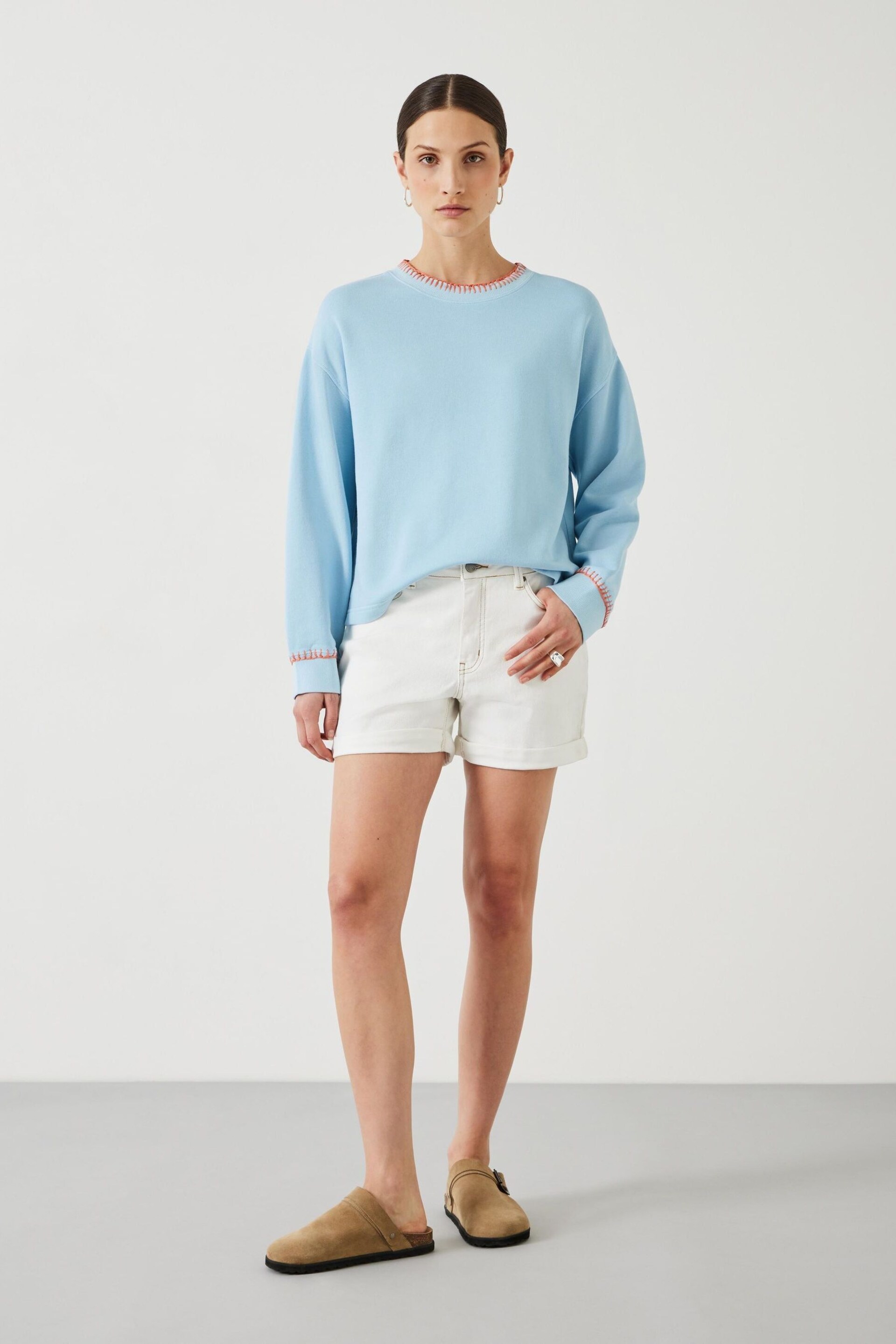 Hush Blue Phoebe Contrast Stitch Sweatshirt - Image 2 of 5