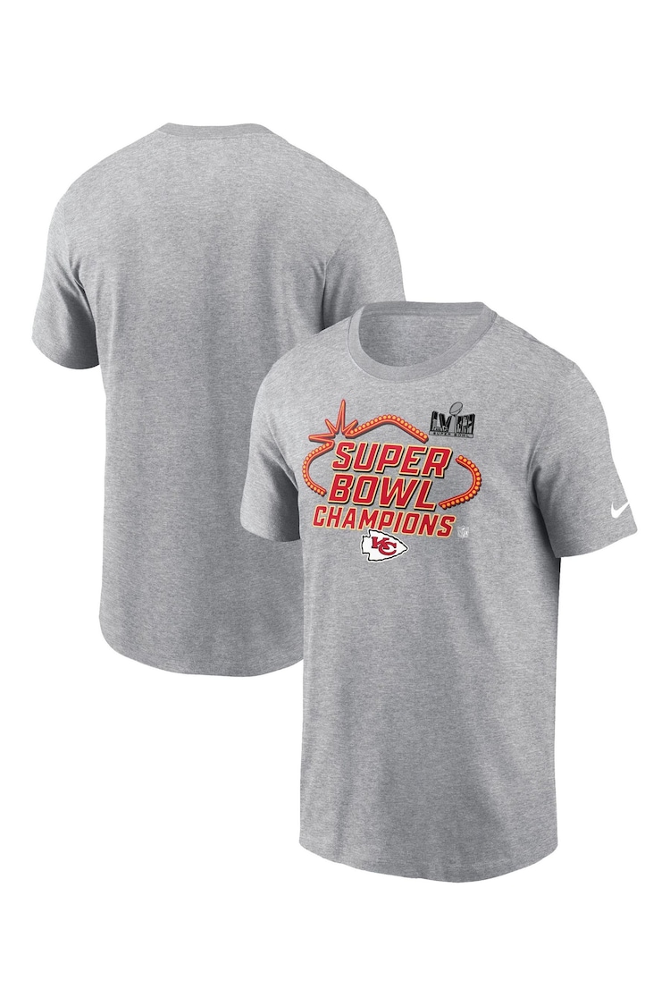 Fanatics Grey 100% Cotton Kansas City Chiefs Nike Super Bowl Champions 2023 Trophy Collection T-Shirt - Image 1 of 3