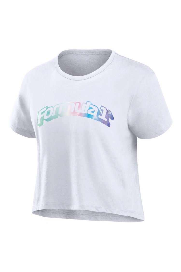 Fanatics Womens 100% Cotton Formula 1 Cropped White T-Shirt - Image 3 of 3