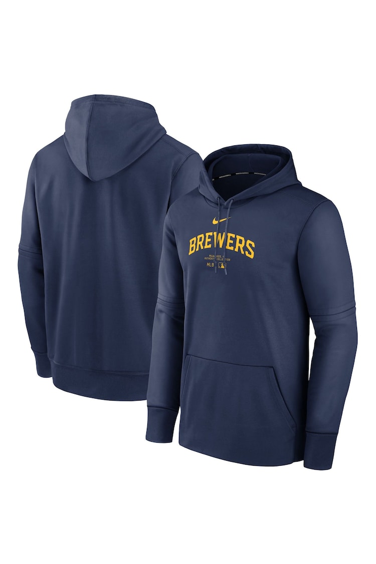 Fanatics Blue Milwaukee Brewers Authentic Therma Fleece Hoodie - Image 1 of 2