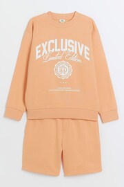 River Island Coral Boys Varsity Sweat And Short Set - Image 3 of 5