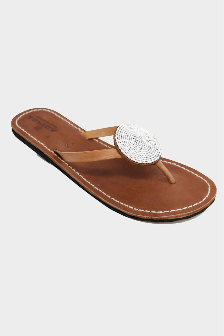 Aspiga White Disc Leather Sandals - Image 2 of 4