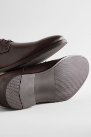 Brown Regular Fit Leather Plain Derby Shoes - Image 5 of 7