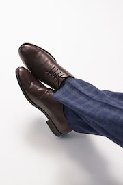 Brown Regular Fit Leather Plain Derby Shoes - Image 7 of 7