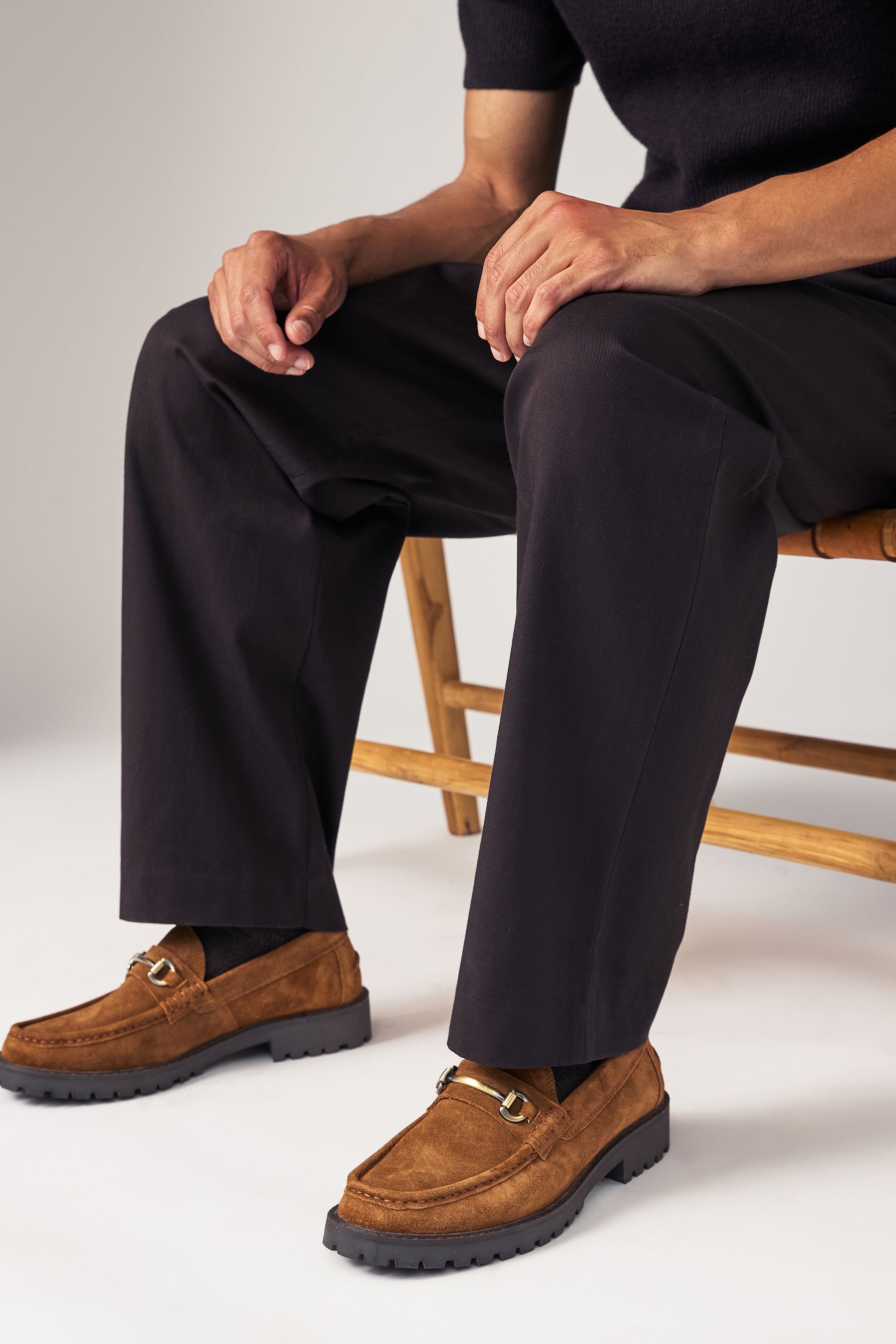 Buy Tan Brown Chunky Suede Snaffle Loafers from Next Oman