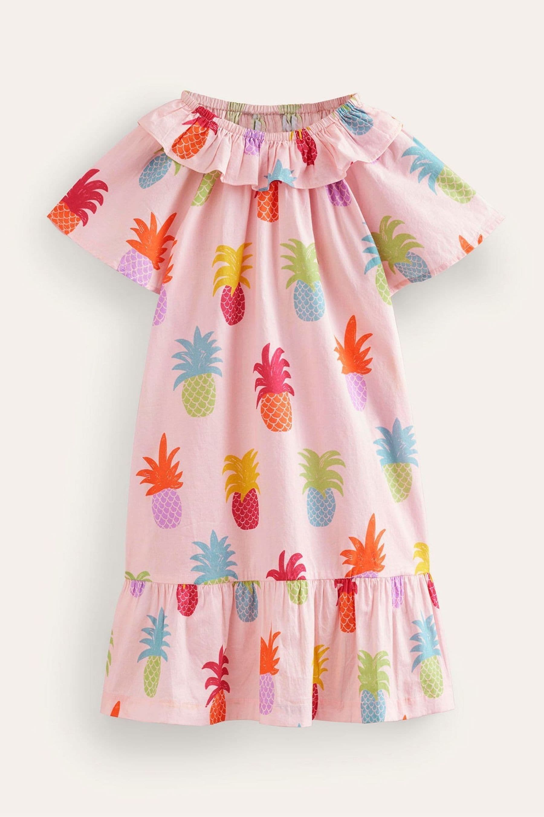 Boden Pink Pineapple 100 Cotton Pull On Holiday Dress