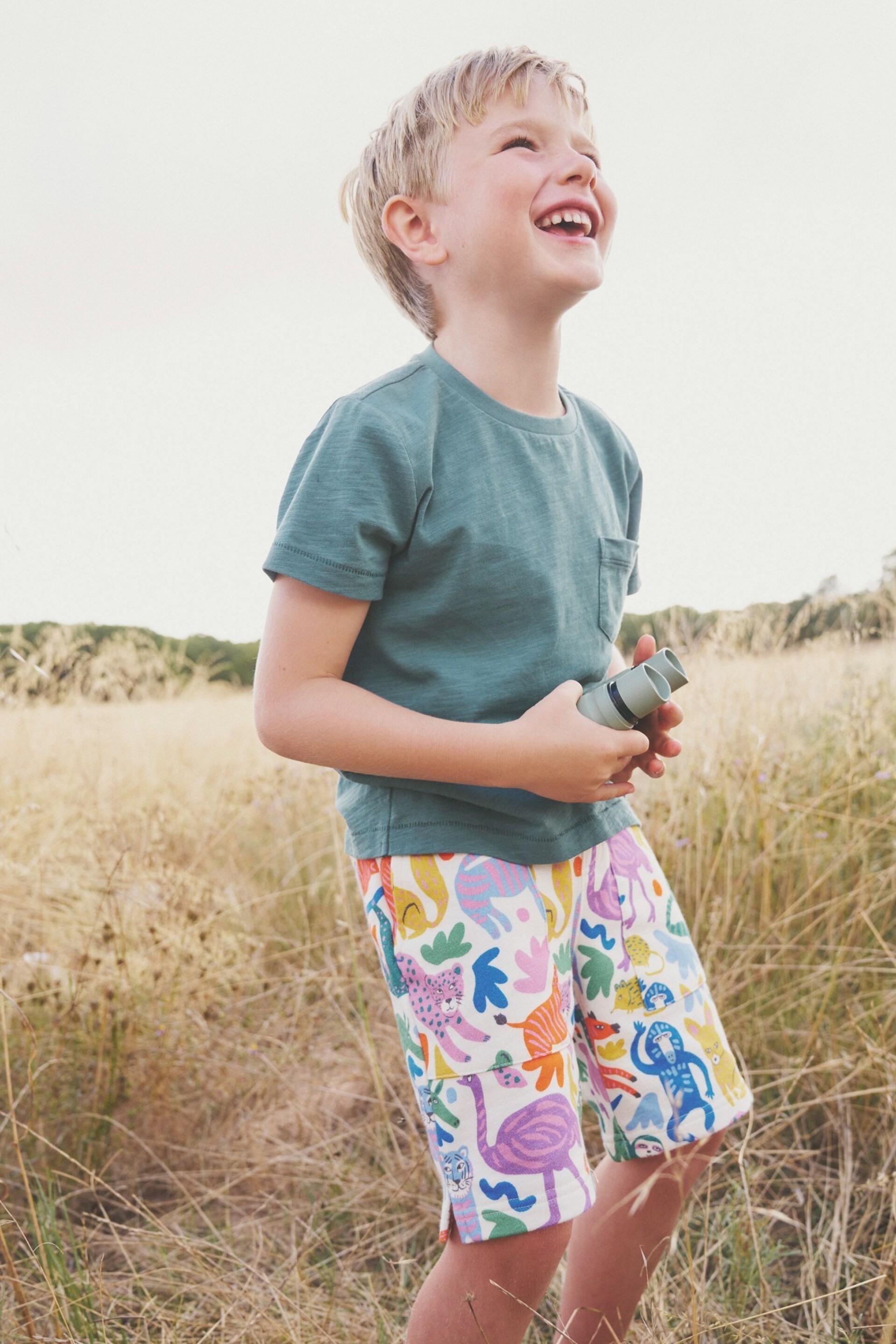 Boden White Safari Printed Sweatshorts - Image 1 of 4