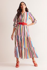 Boden Natural Alba Stripe Tiered 100% Cotton Maxi Dress - Image 6 of 7