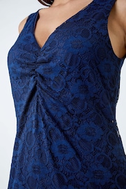 Roman Blue Lace Twist Front Stretch Top - Image 5 of 5