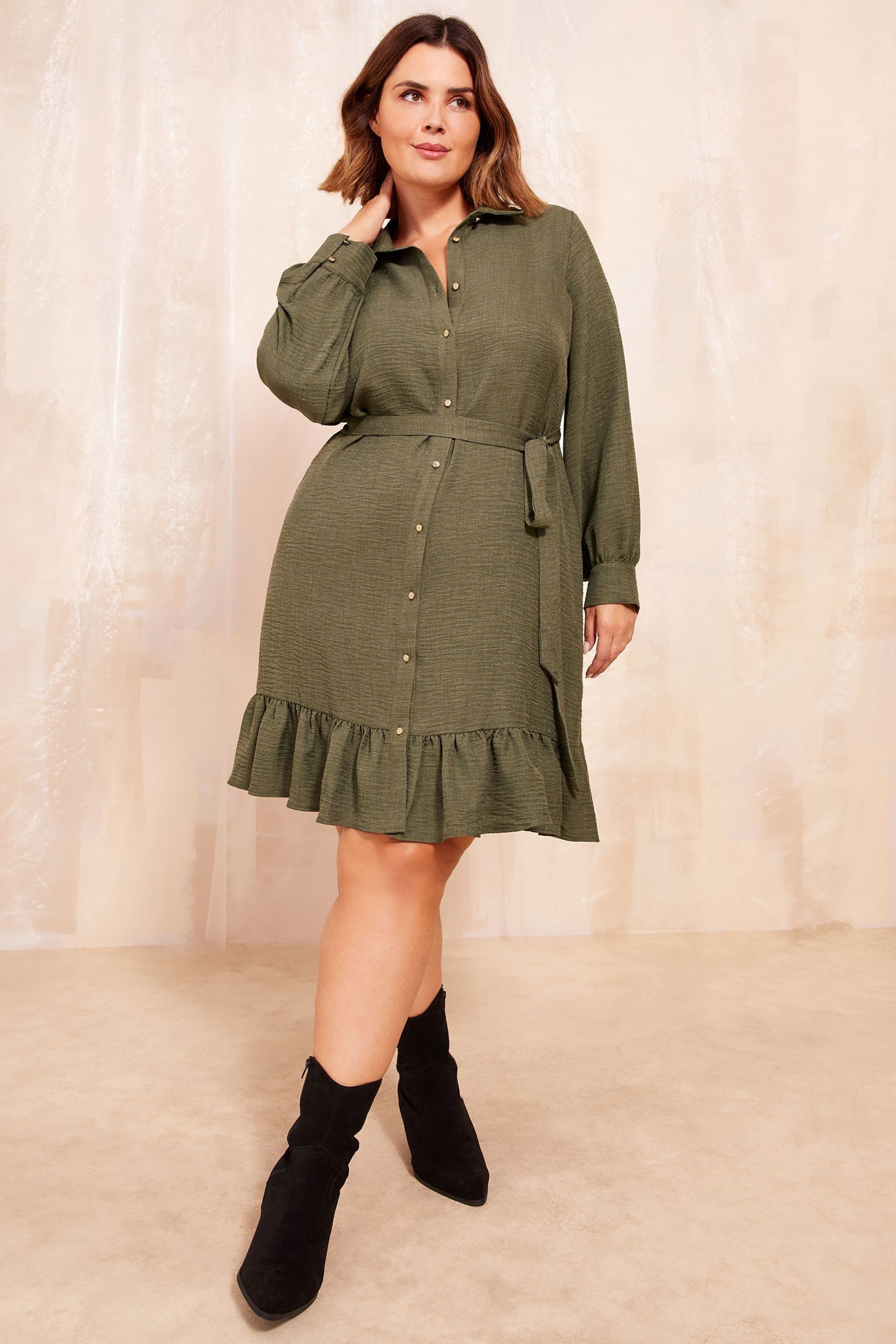 Khaki utility shirt dress outlet