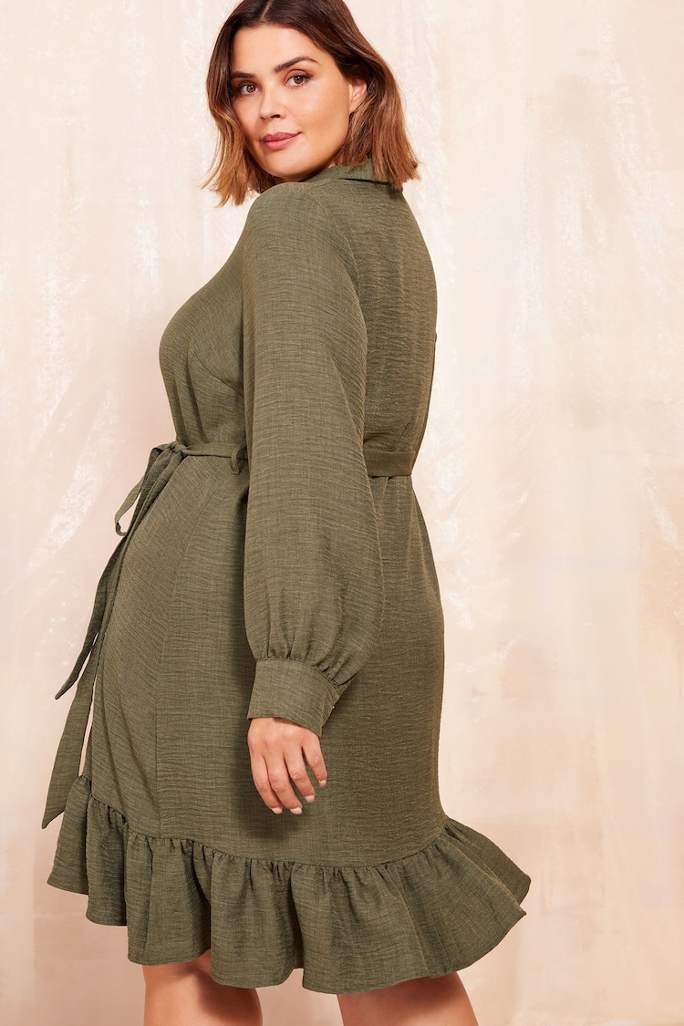 Friends Like These Khaki Green Mini Utility Shirt Dress - Image 4 of 4