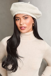 Lipsy Cream Beret Woolen Hat - Image 1 of 2