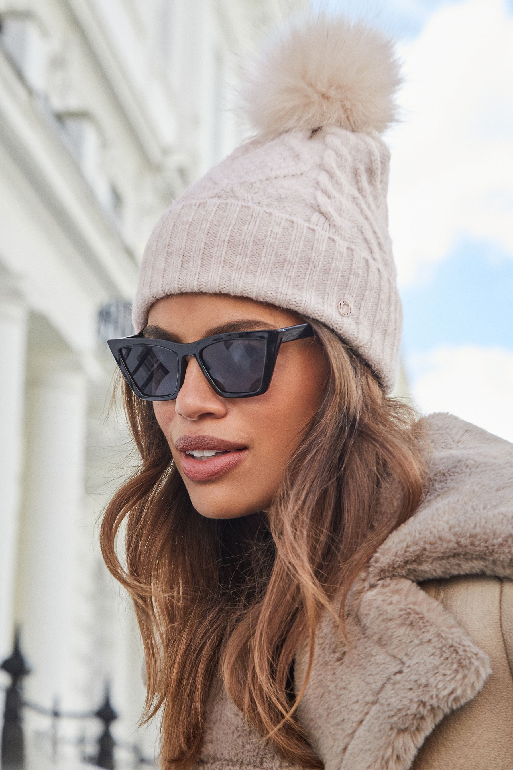 Buy Lipsy Cream Cosy Cable Bobble Hat from the Next UK online shop