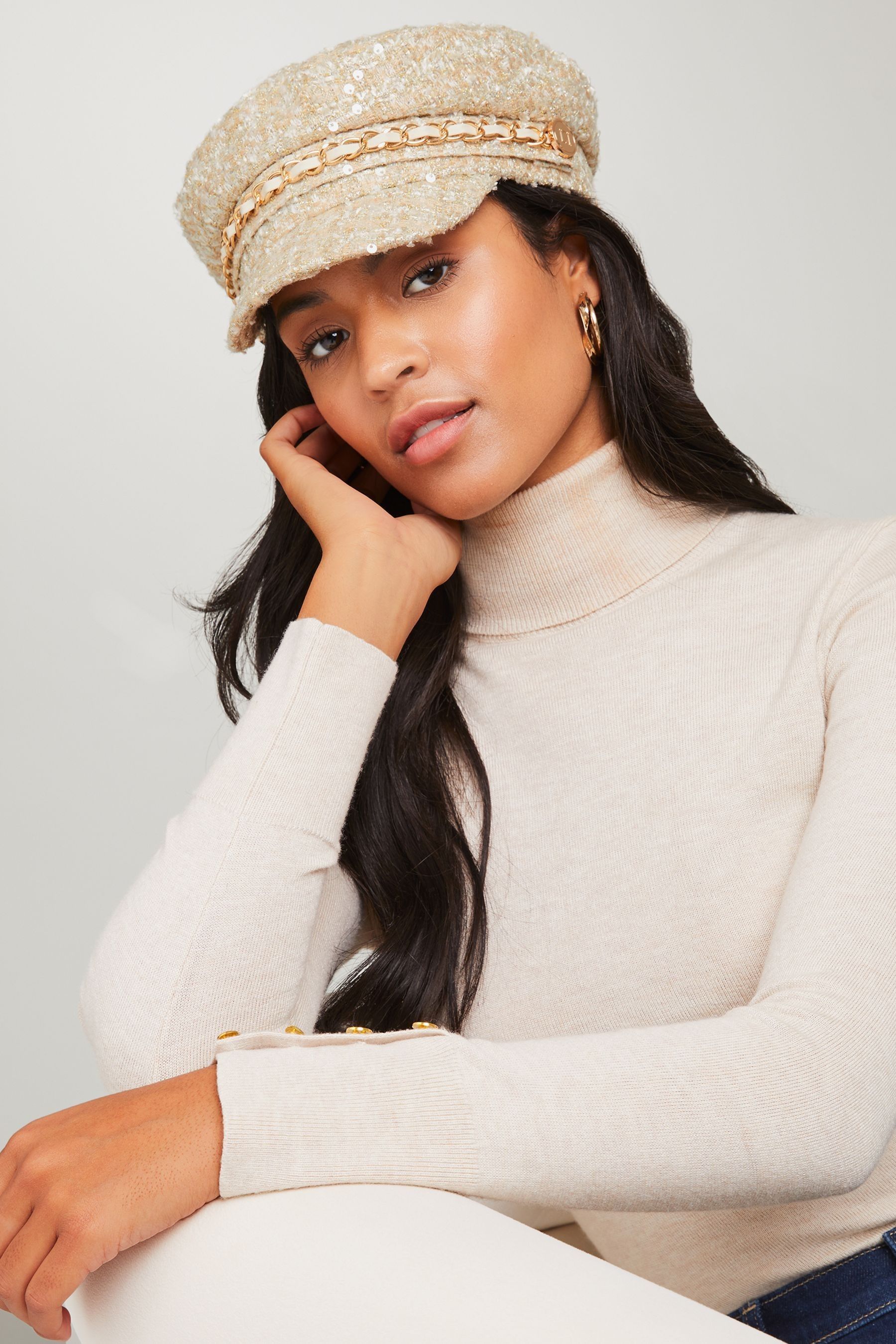 Cream baker boy hat deals
