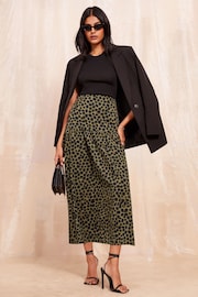 Friends Like These Khaki Green Twill Midaxi Skirt With Tiers - Image 1 of 4