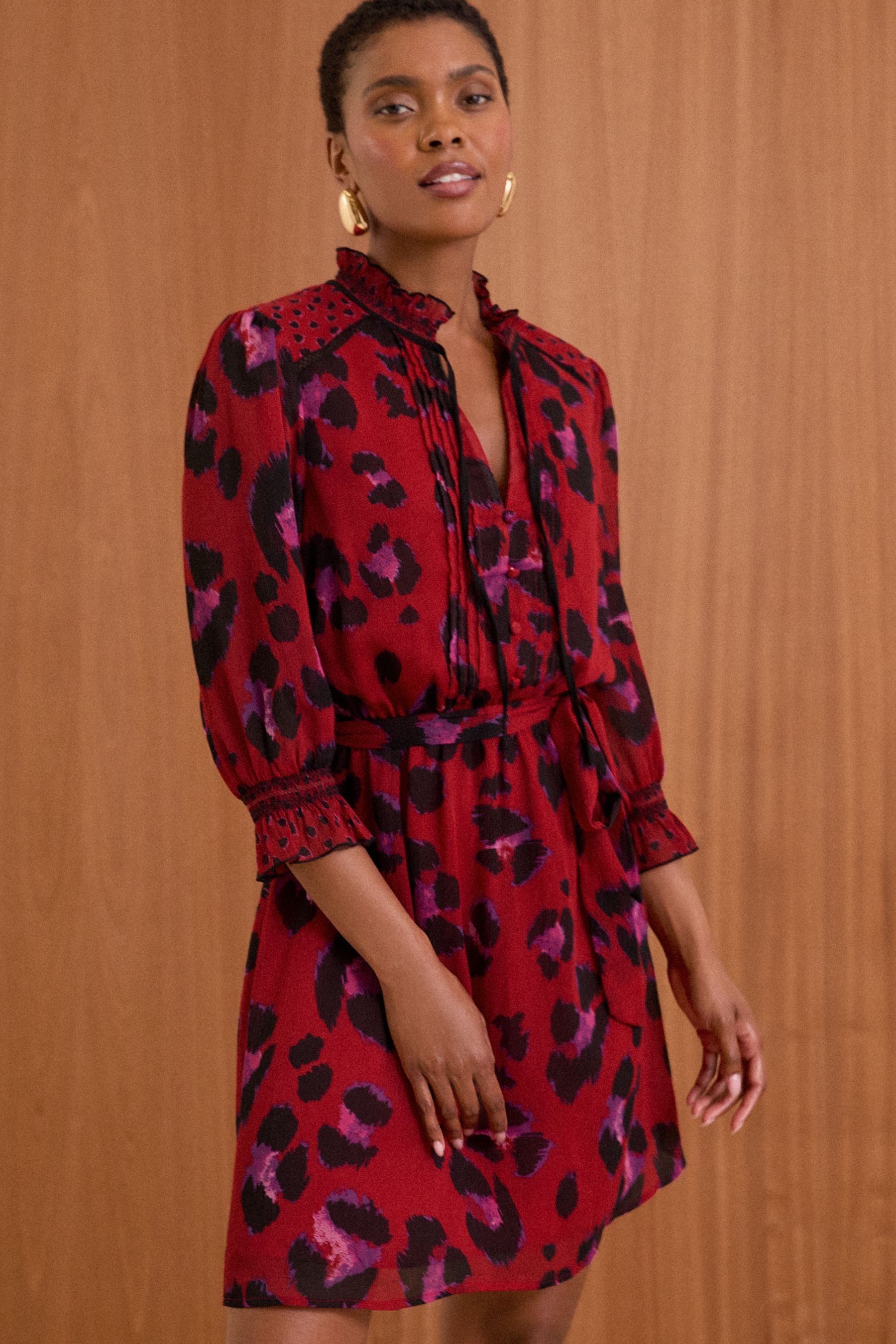 Buy Love Roses Red Animal V Neck 3 4 Sleeve Mini Dress from the Next UK online shop