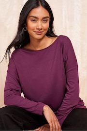 Friends Like These Red Soft Cosy Jersey Slash Neck Long Sleeve Tunic Top - Image 3 of 4