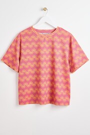Oliver Bonas Pink Geometric Sun Red Sparkle T-Shirt - Image 1 of 5