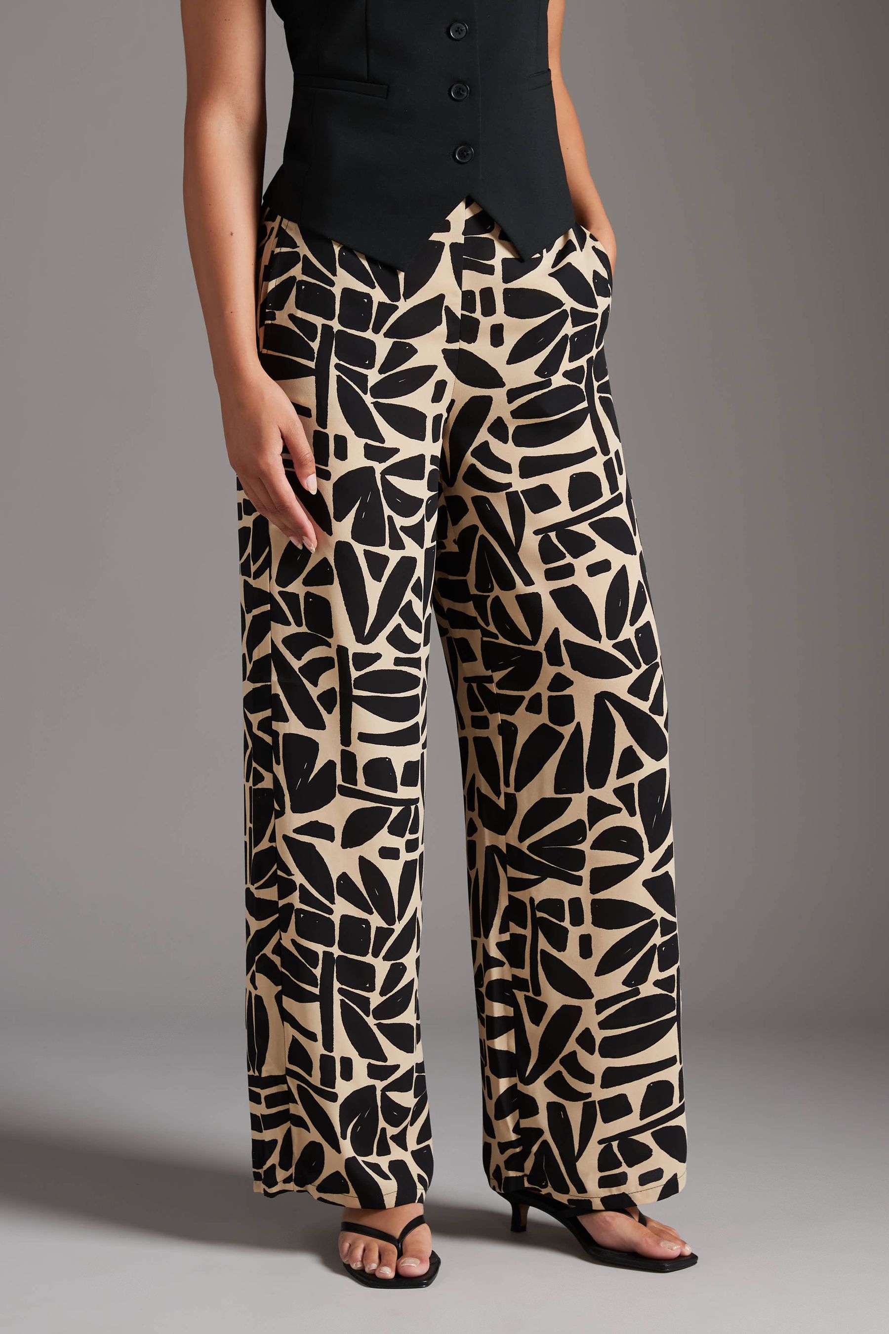 Buy ONLY Black Tile Print Wide Leg Summer Trousers from the Next UK online shop