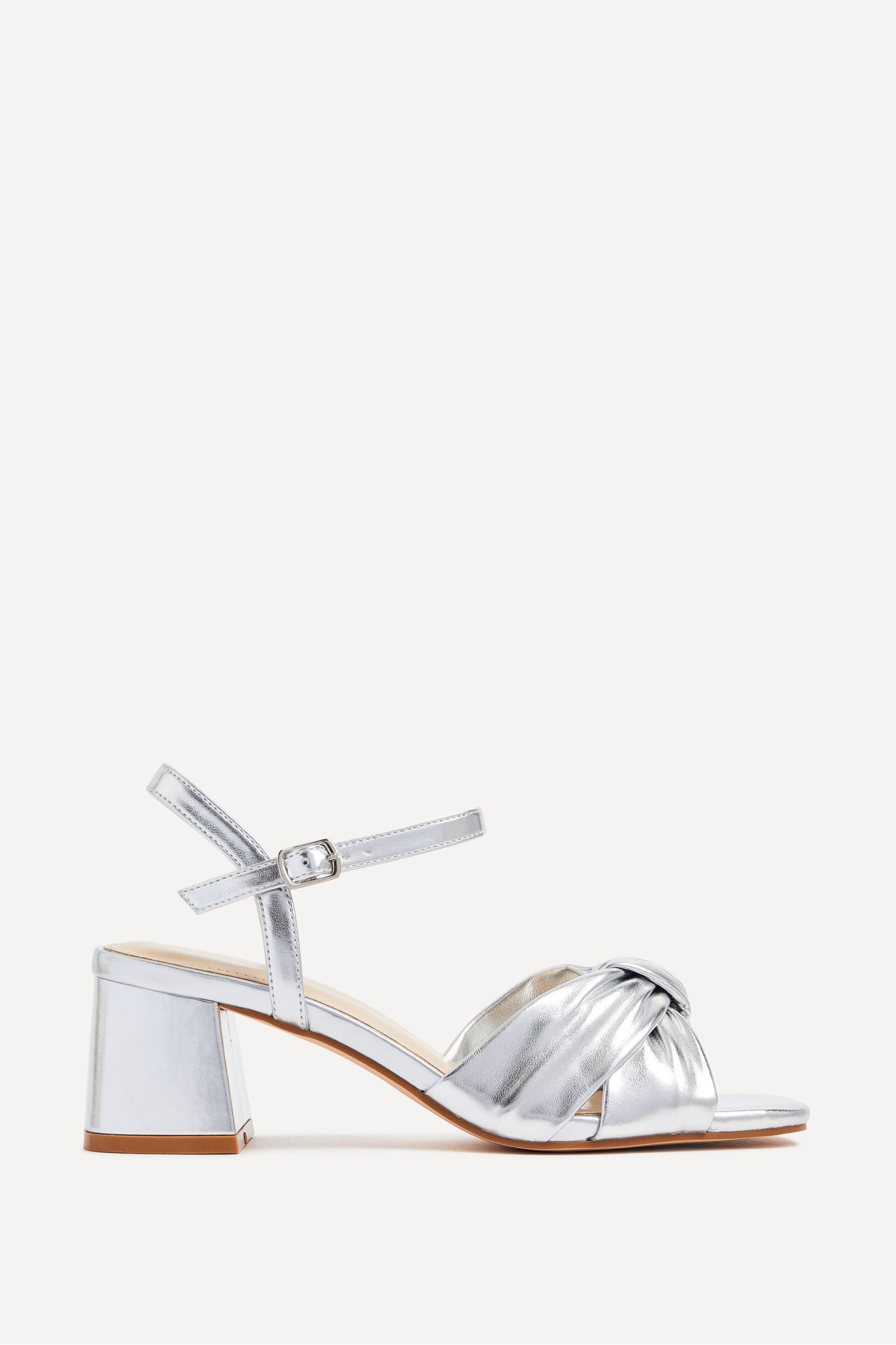Linzi Silver Charlotte Block Heeled Sandals With Bow Front Detail - Image 2 of 5