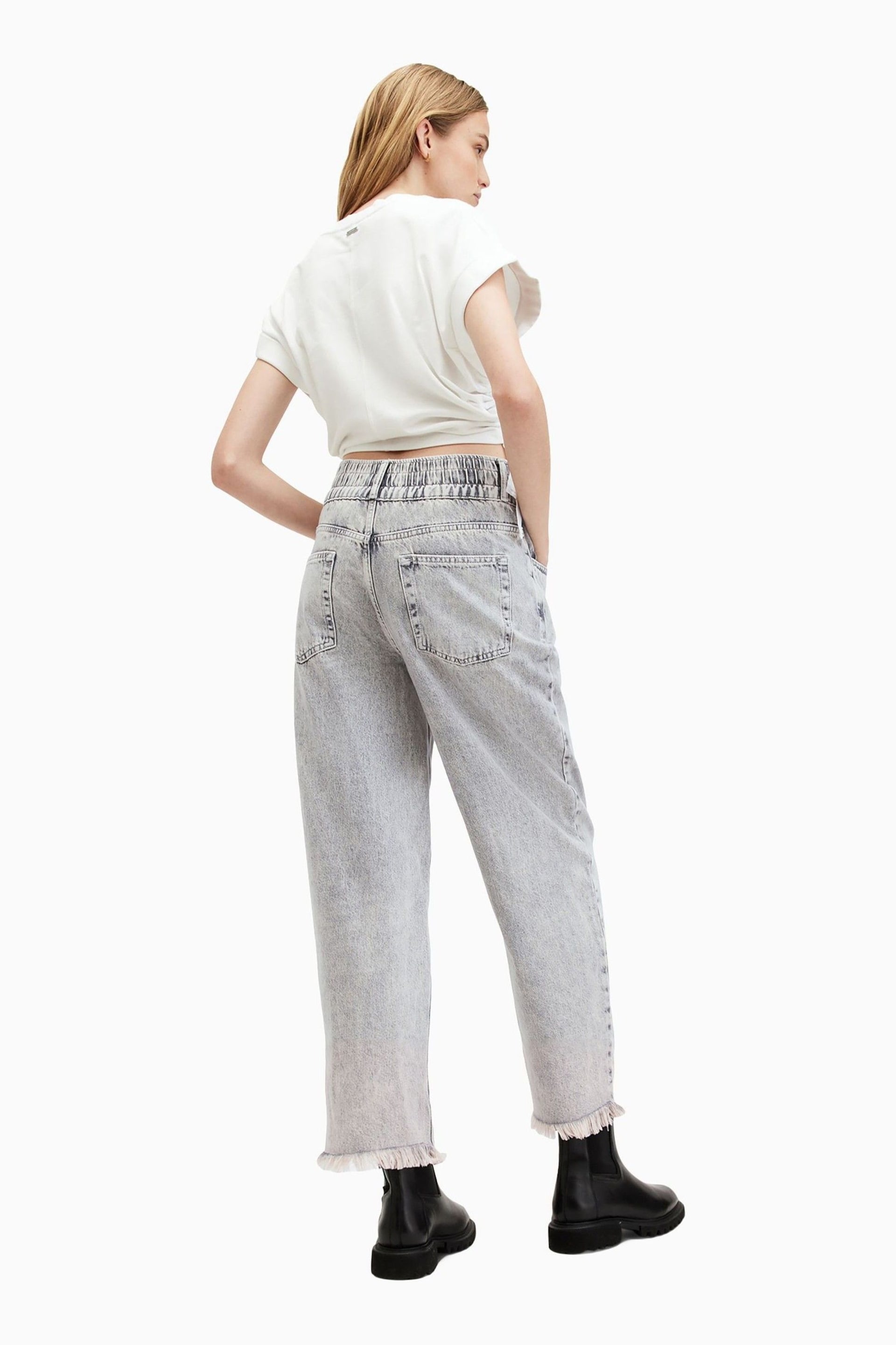 AllSaints Grey Hailey Fray Jeans - Image 3 of 6