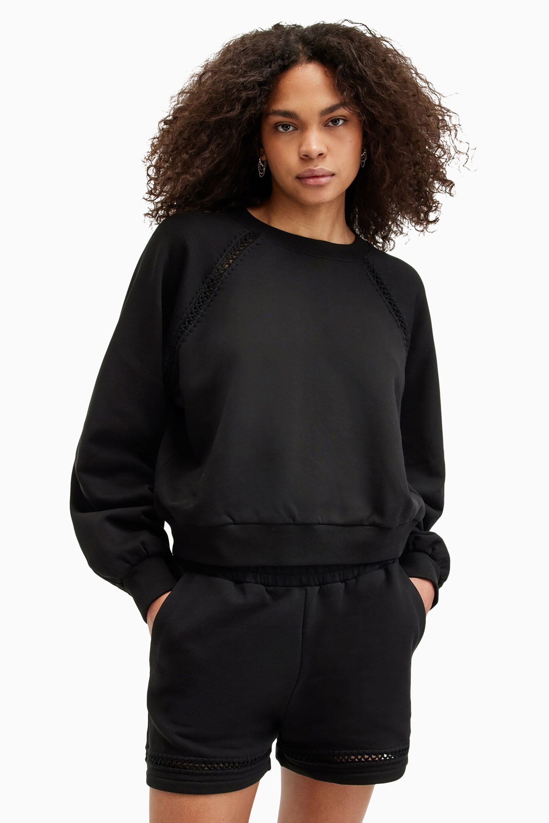 AllSaints Black Ewelina Sweatshirt - Image 1 of 7